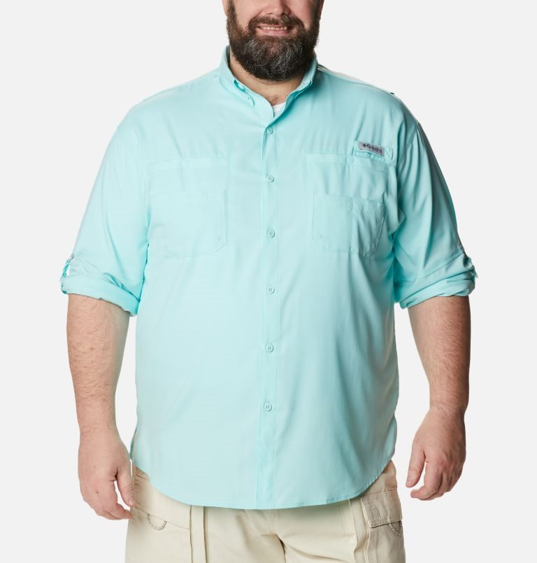 Men's Columbia PFG Tamiami II Long Sleeve Shirts Turquoise | Plus Size CA-HA53L